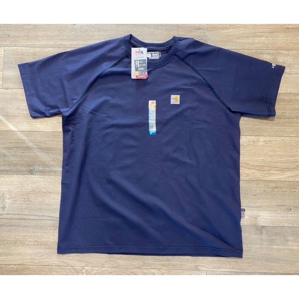 Carhartt Force FR Mens XL Short Sleeve Work T-Shirt Flame Resistant Navy Blue